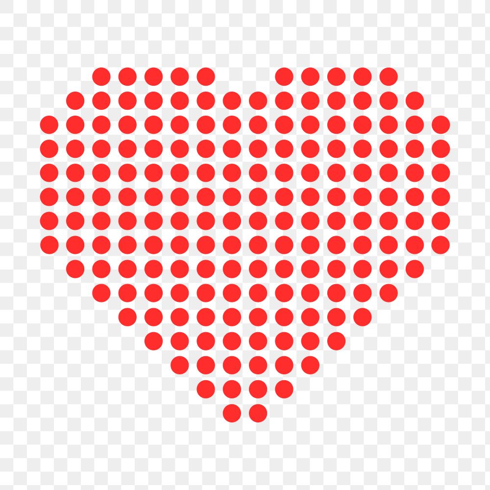 Heart PNG clipart, red polka dot design icon