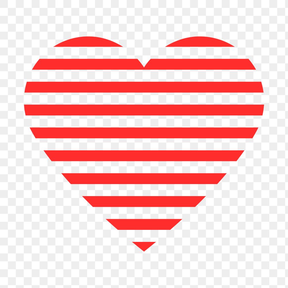 Cute heart PNG sticker, red striped design icon