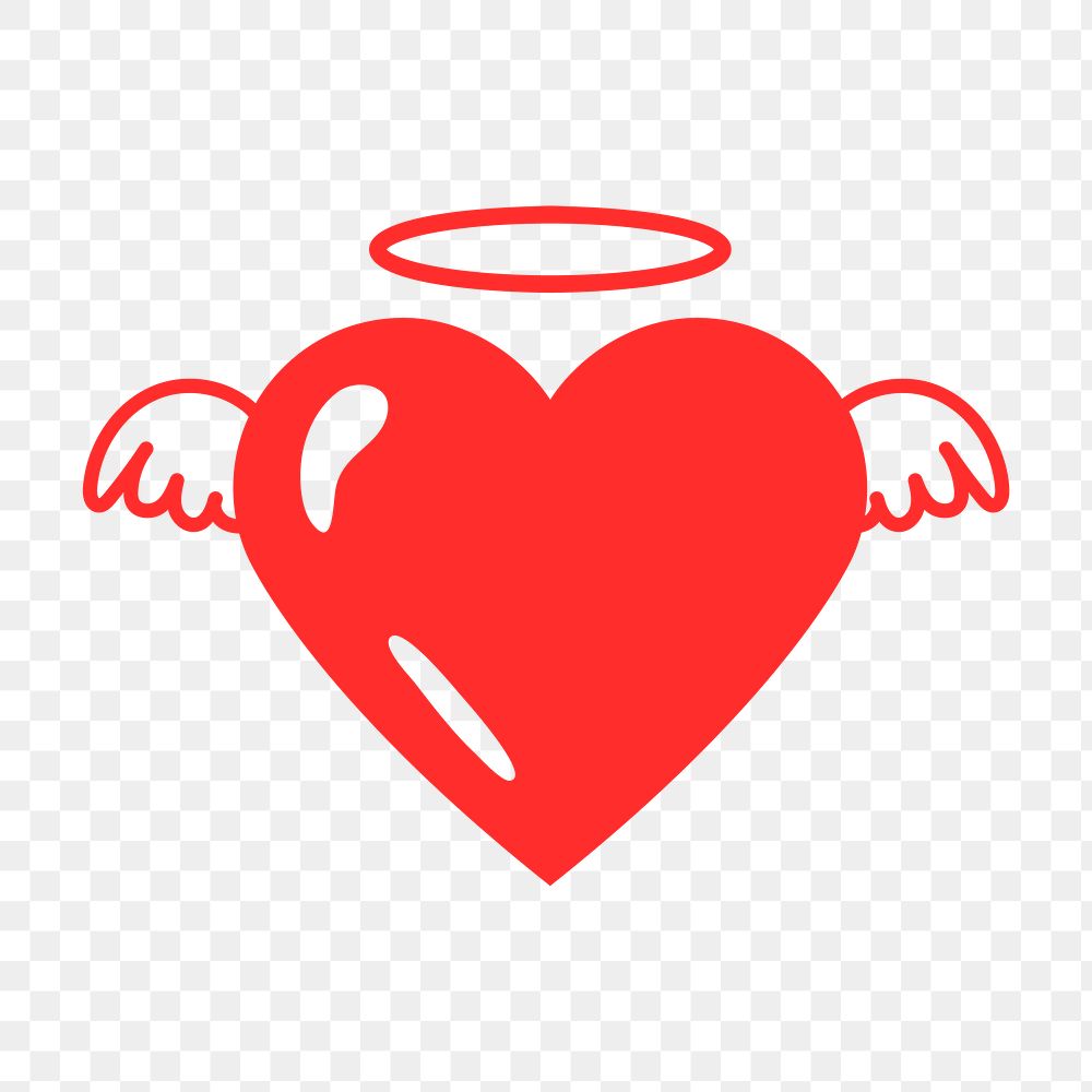 Angel heart PNG sticker, red cute design icon