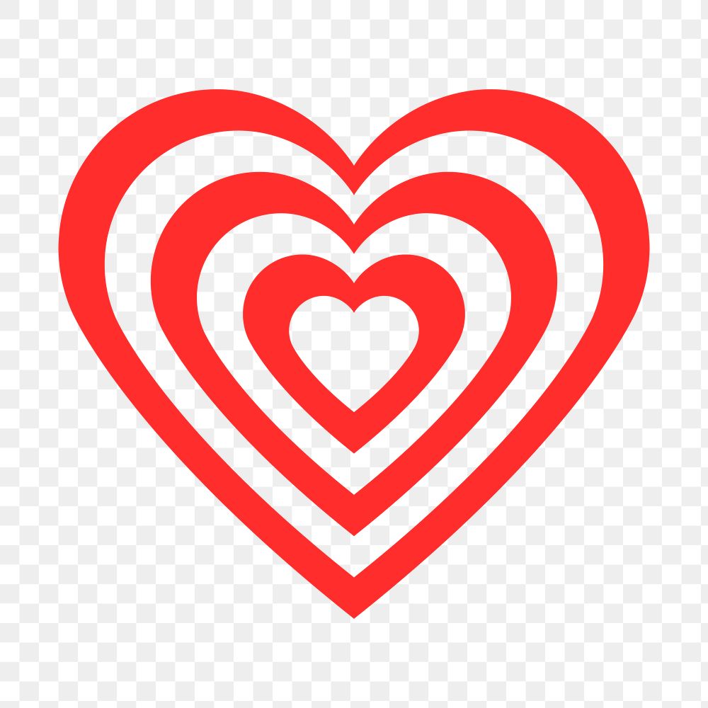 Red heart PNG sticker, simple striped design icon