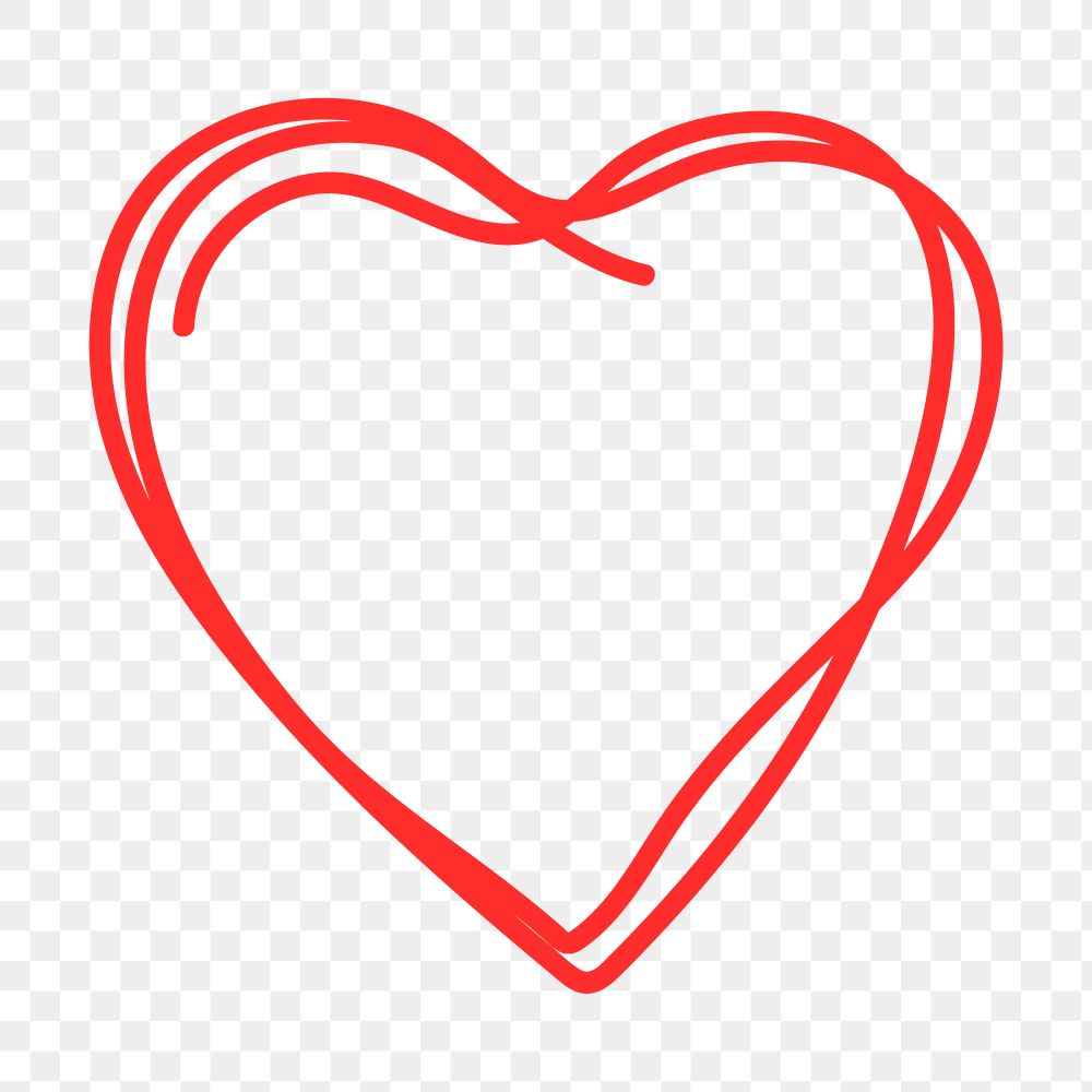 Doodle heart PNG clipart, red simple design icon