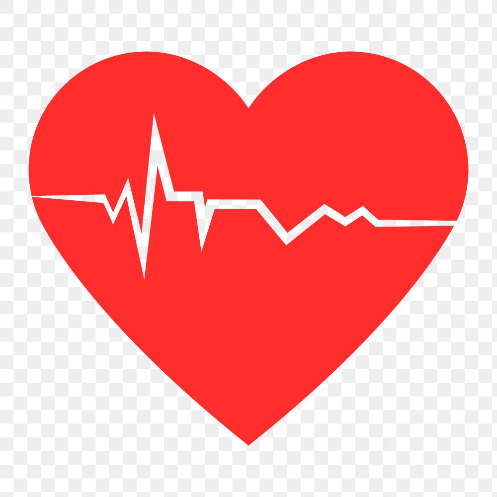 Healthy heart PNG clipart, red cardiograph design icon