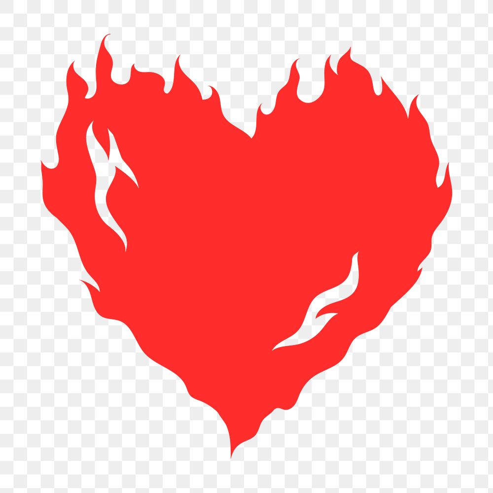 Burning heart PNG clipart, red design icon