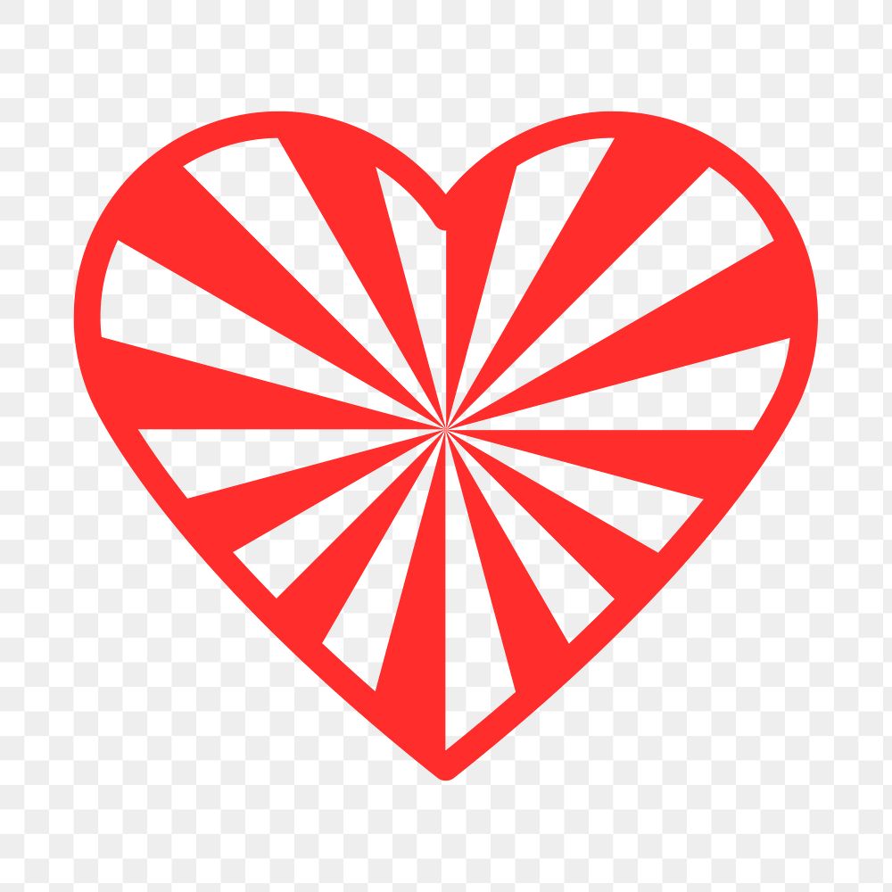Red heart PNG sticker, striped design icon