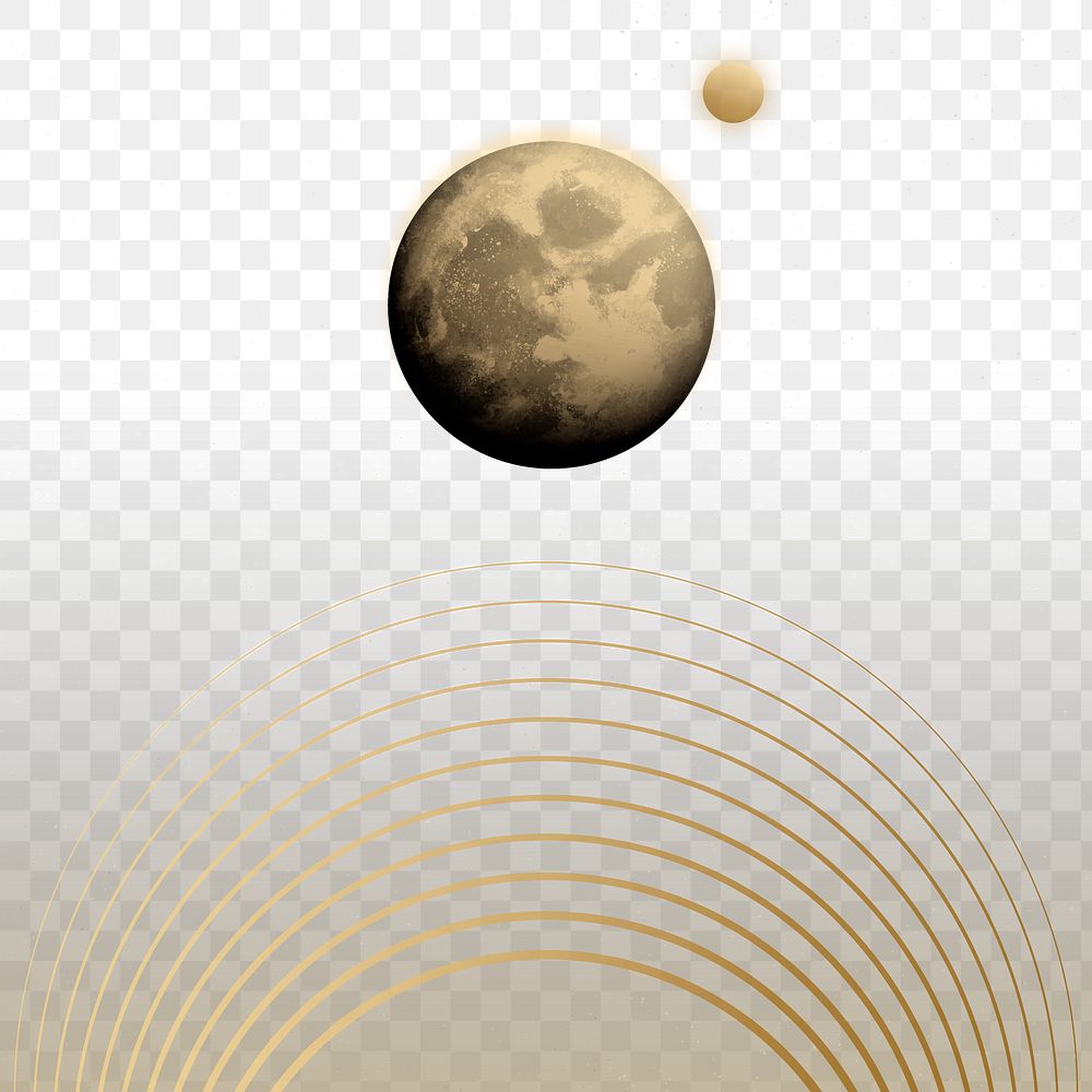 Space moon png background, beautiful gold galaxy illustration