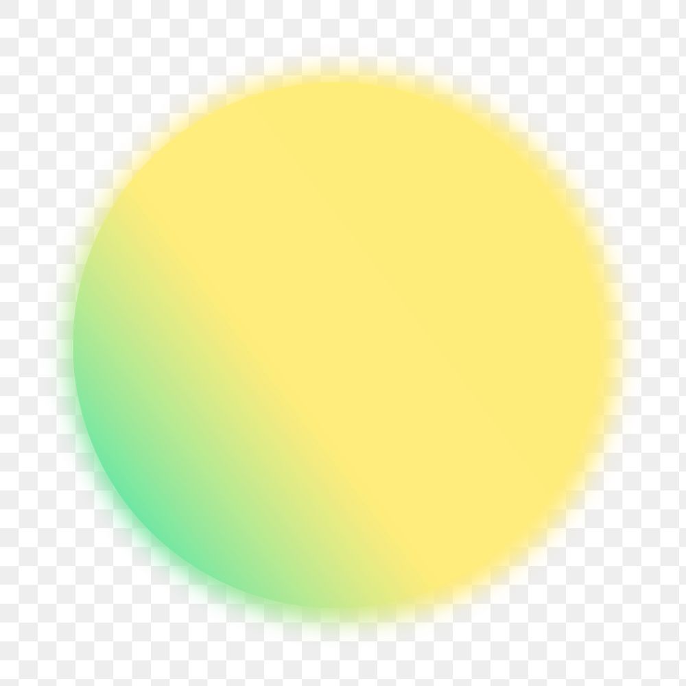 Aesthetic circle png sticker, retro futuristic neon, yellow gradient clipart