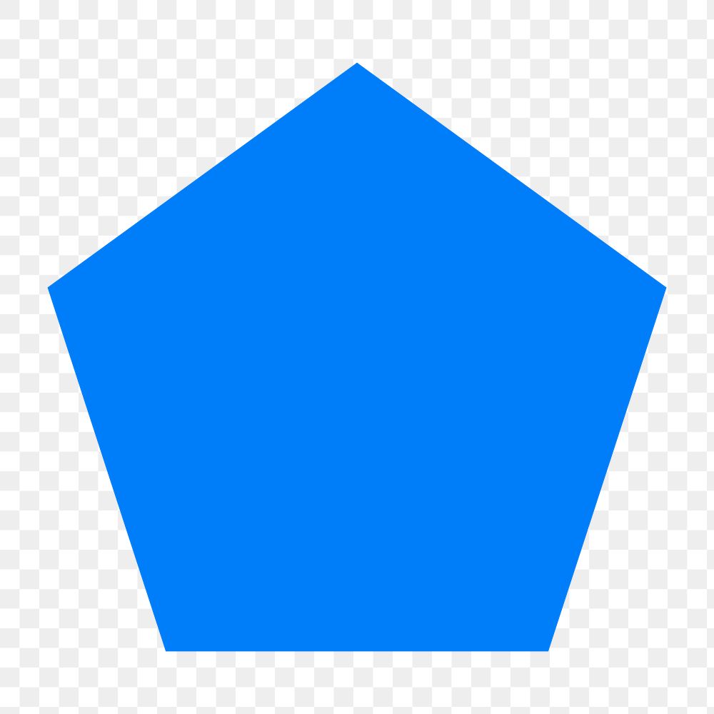 Pentagon png sticker geometric shape, blue flat clipart