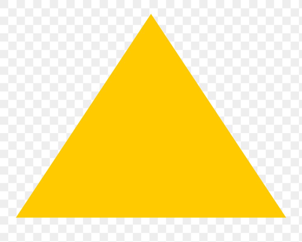 Triangle png sticker geometric shape, yellow retro flat clipart