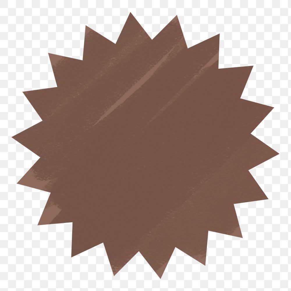 Shape png badge sticker, brown earth tone flat clipart