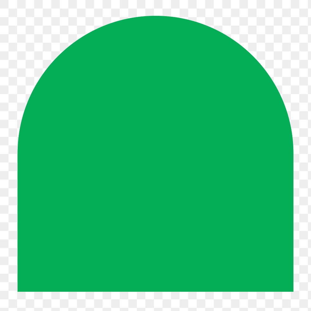 Arch png sticker geometric shape, green retro flat clipart