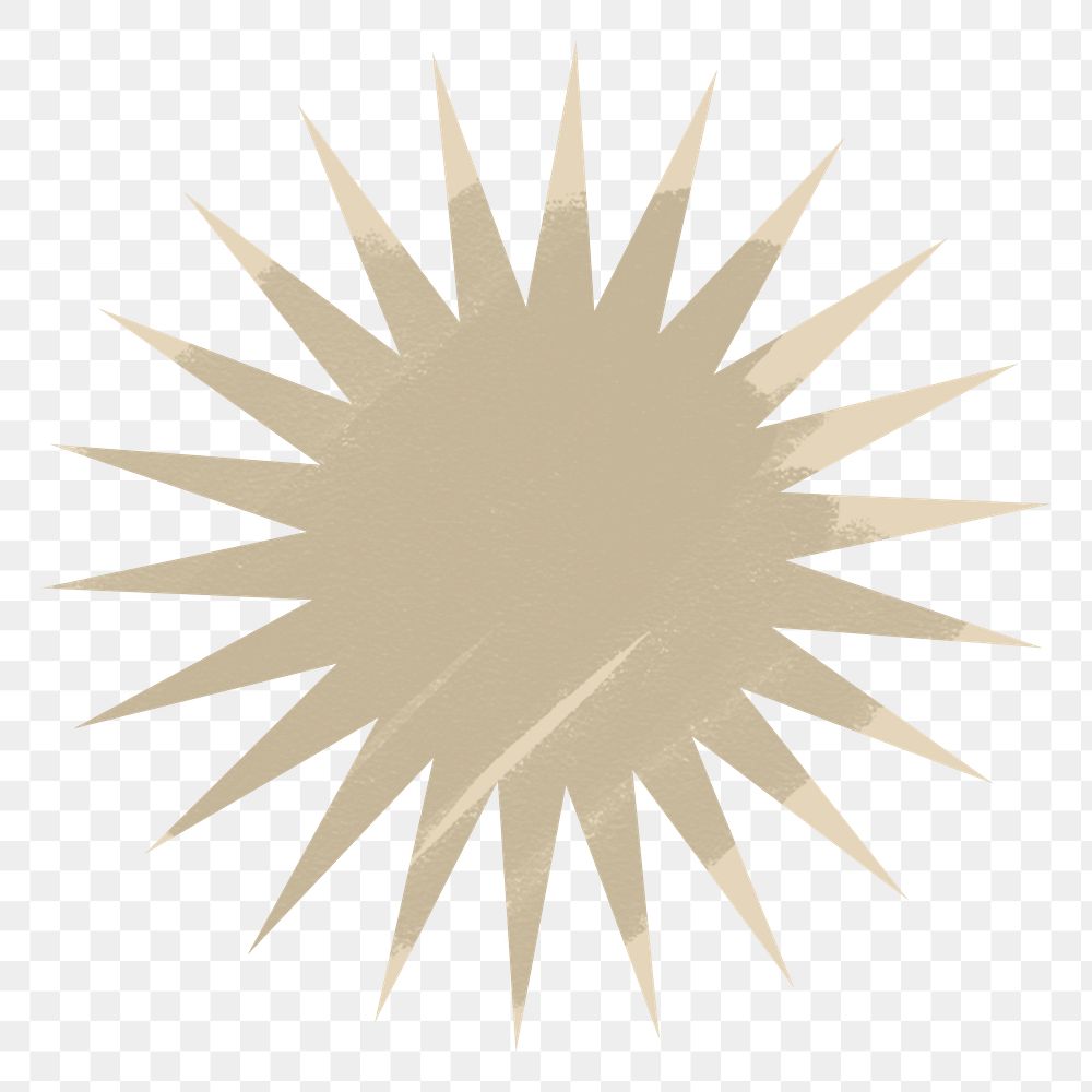 Starburst png sticker, brown earth tone flat clipart