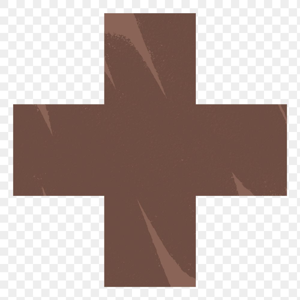Medical cross png sticker symbol, brown plus sign clipart
