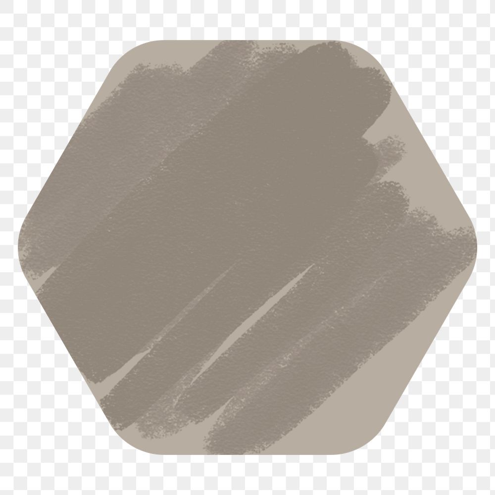 Hexagon png sticker geometric shape, brown earth tone flat clipart