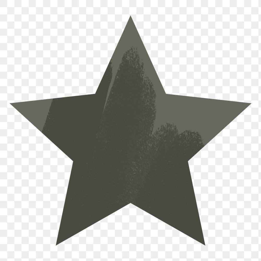 Star png shape sticker, black flat clipart