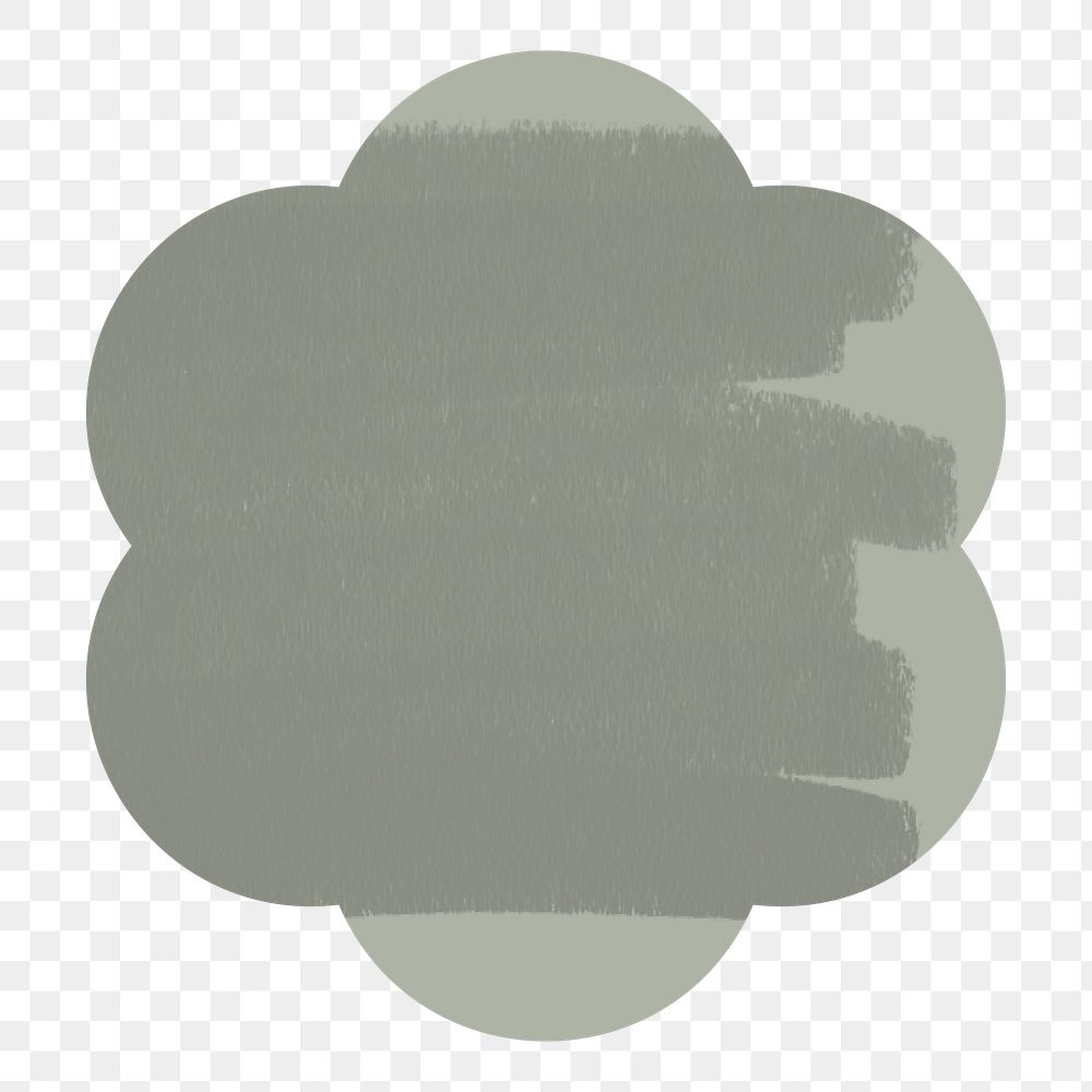 Flower png badge sticker, gray flat clipart