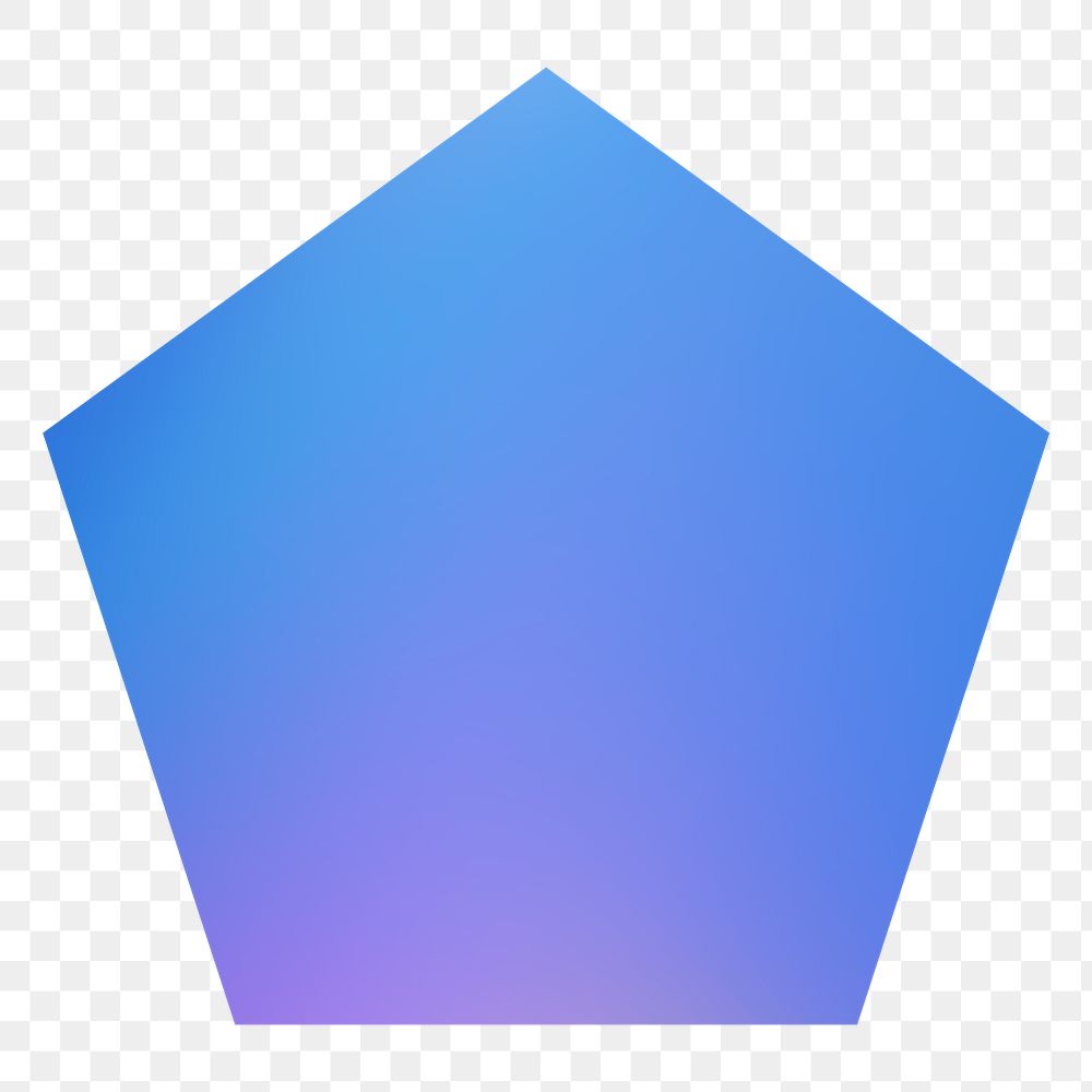 Pentagon png sticker geometric shape, blue gradient flat clipart