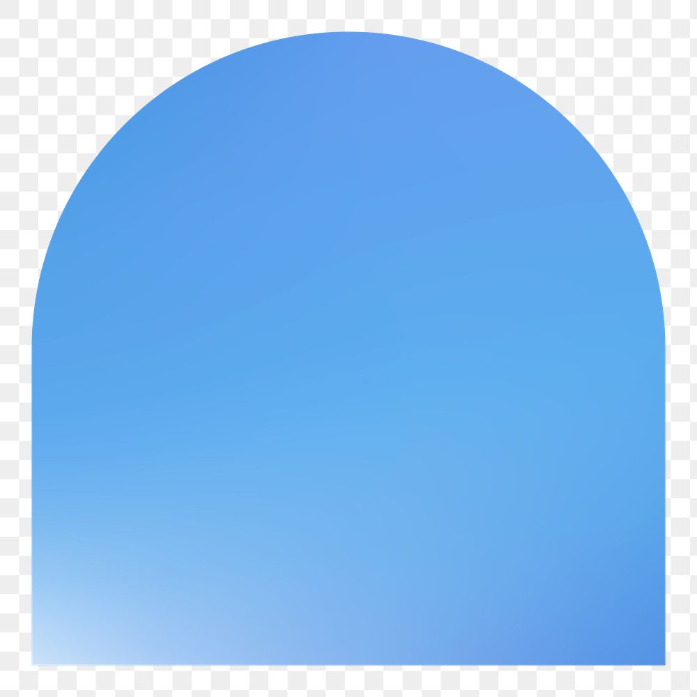 Arch png sticker geometric shape, blue gradient flat clipart