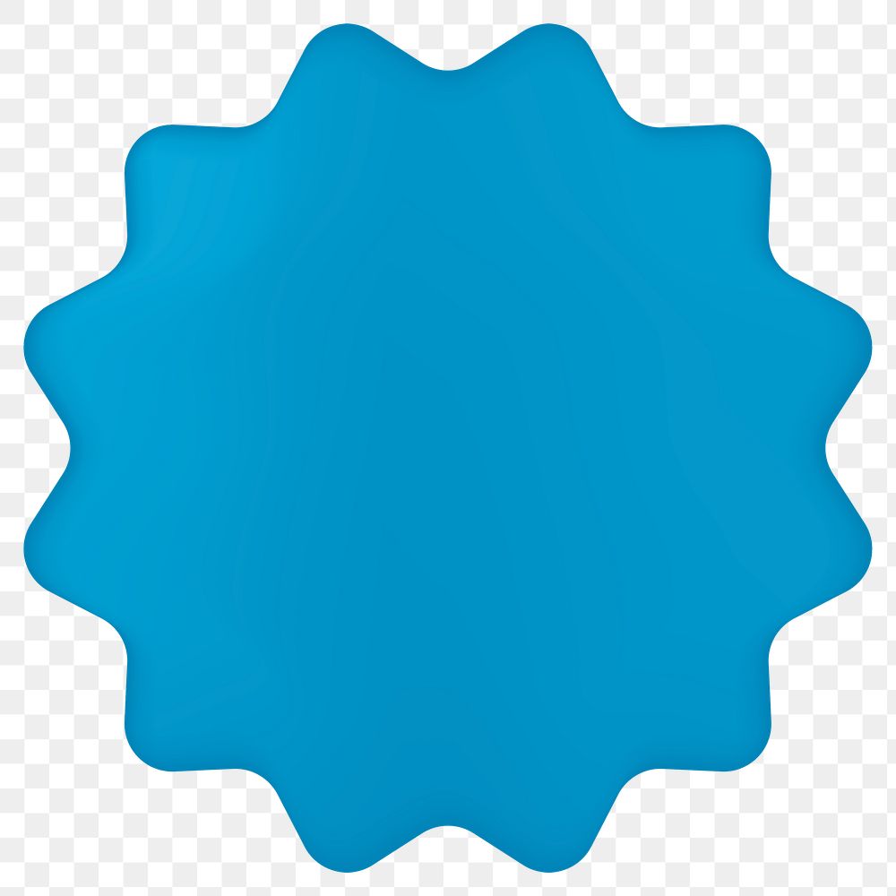 Starburst png sticker, blue badge text space