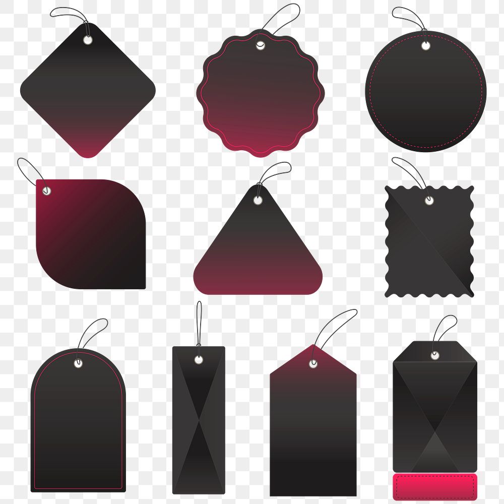 Shopping badge png sticker, black printable clipart design set
