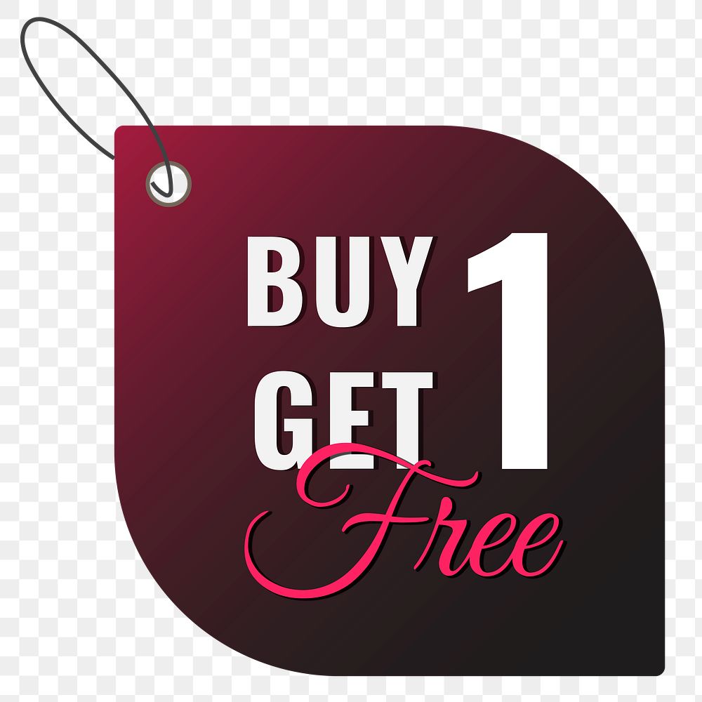 Price png tag sticker, buy 1 get 1 free clipart