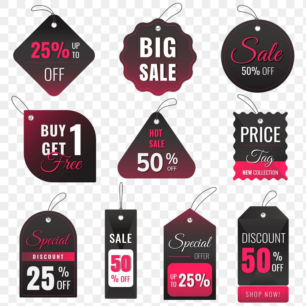 Sale png badge sticker, transparent shopping clipart set
