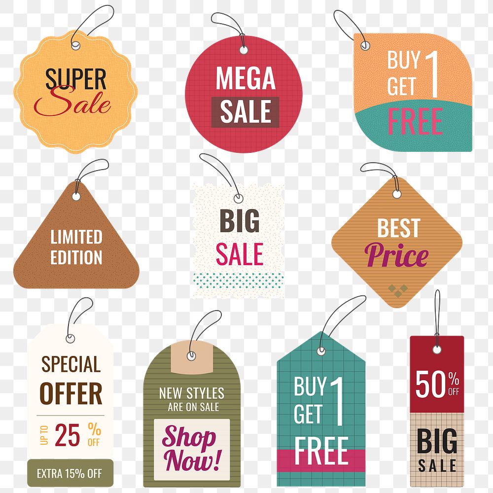 Sale png badge sticker, transparent shopping clipart set