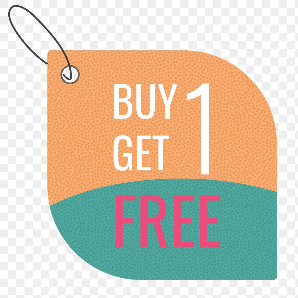 Price png tag sticker, buy 1 get 1 free clipart