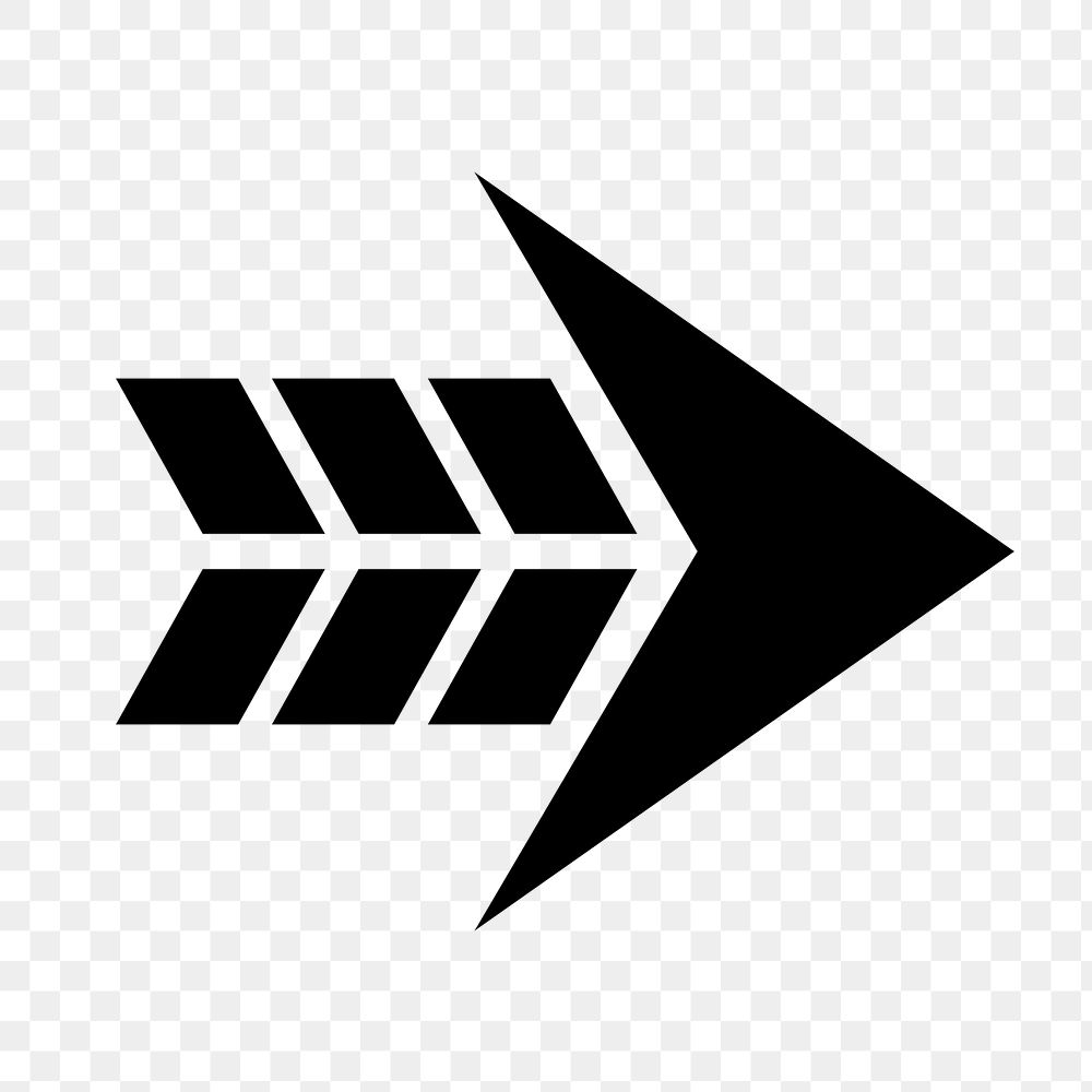 Arrow png icon sticker, direction transparent symbol in black and white