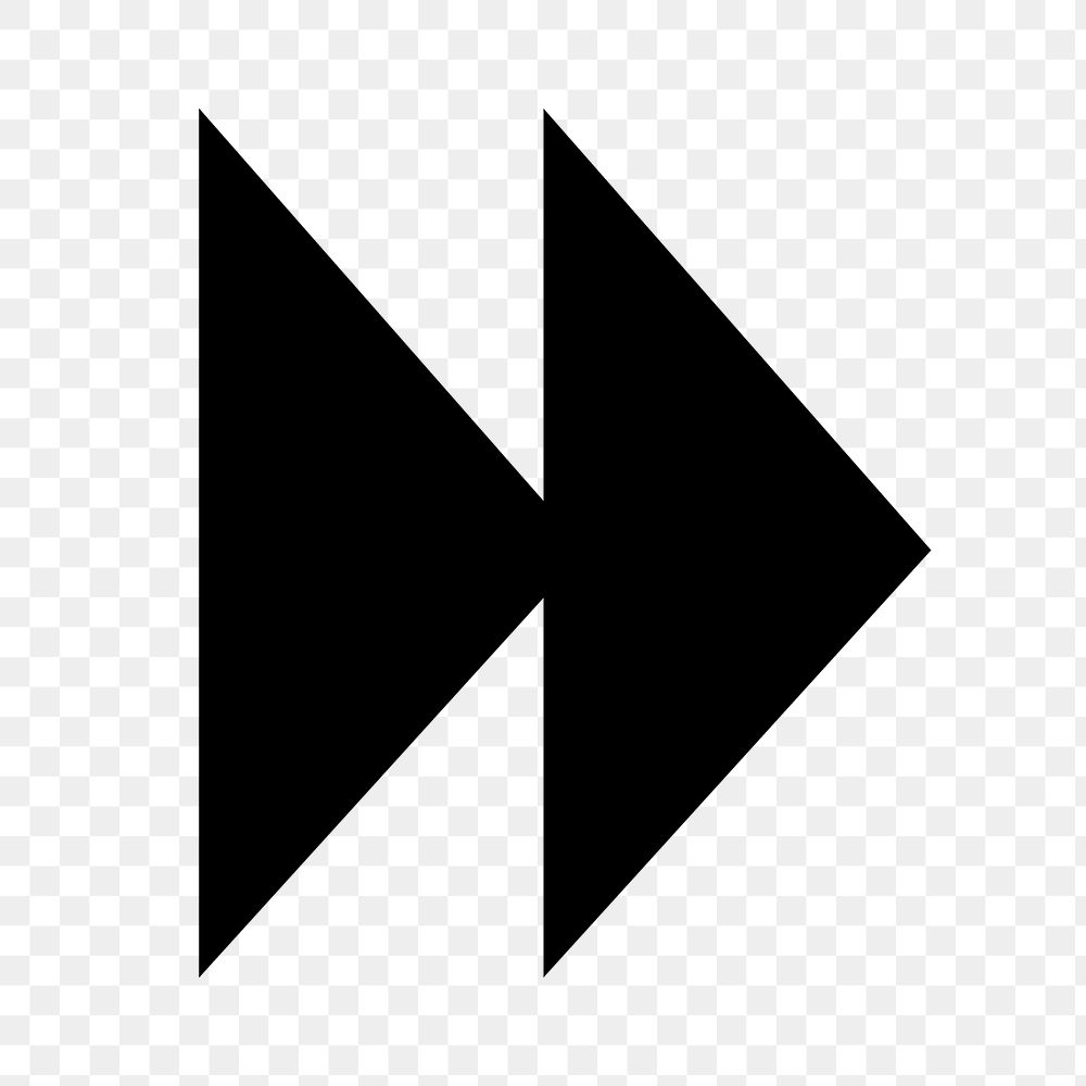 Double arrow png icon, black sticker, fast forward transparent symbol