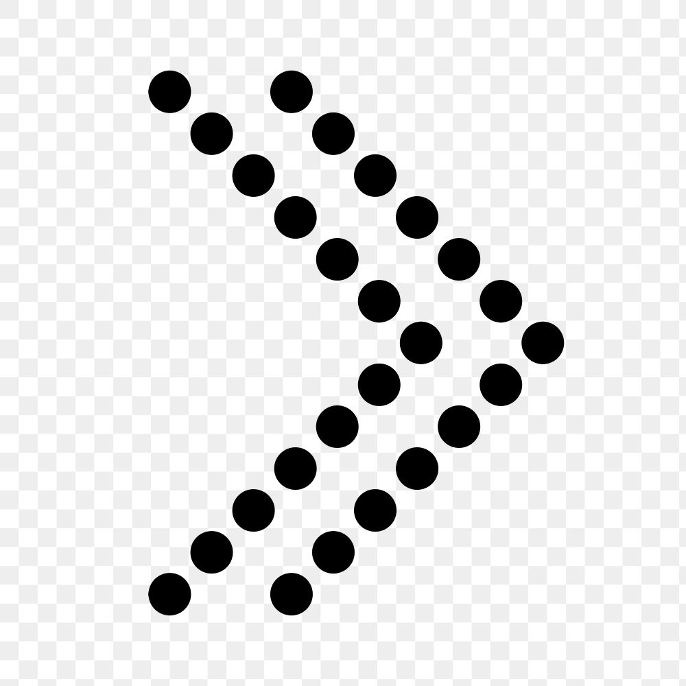 Dotted arrow png icon, sticker, direction transparent symbol in black and white