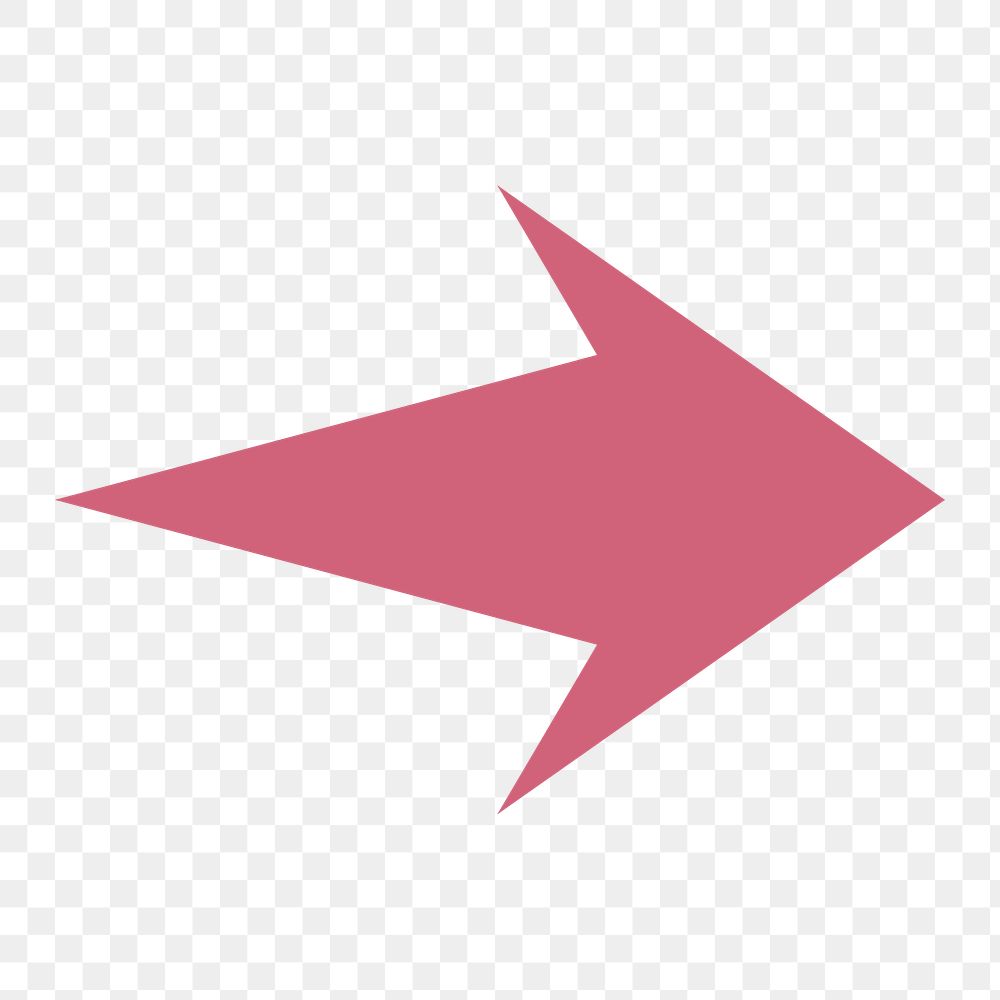 Arrow png icon, pink simple sticker, right direction transparent symbol