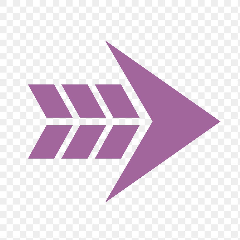 Arrow png icon, purple sticker, right direction transparent symbol