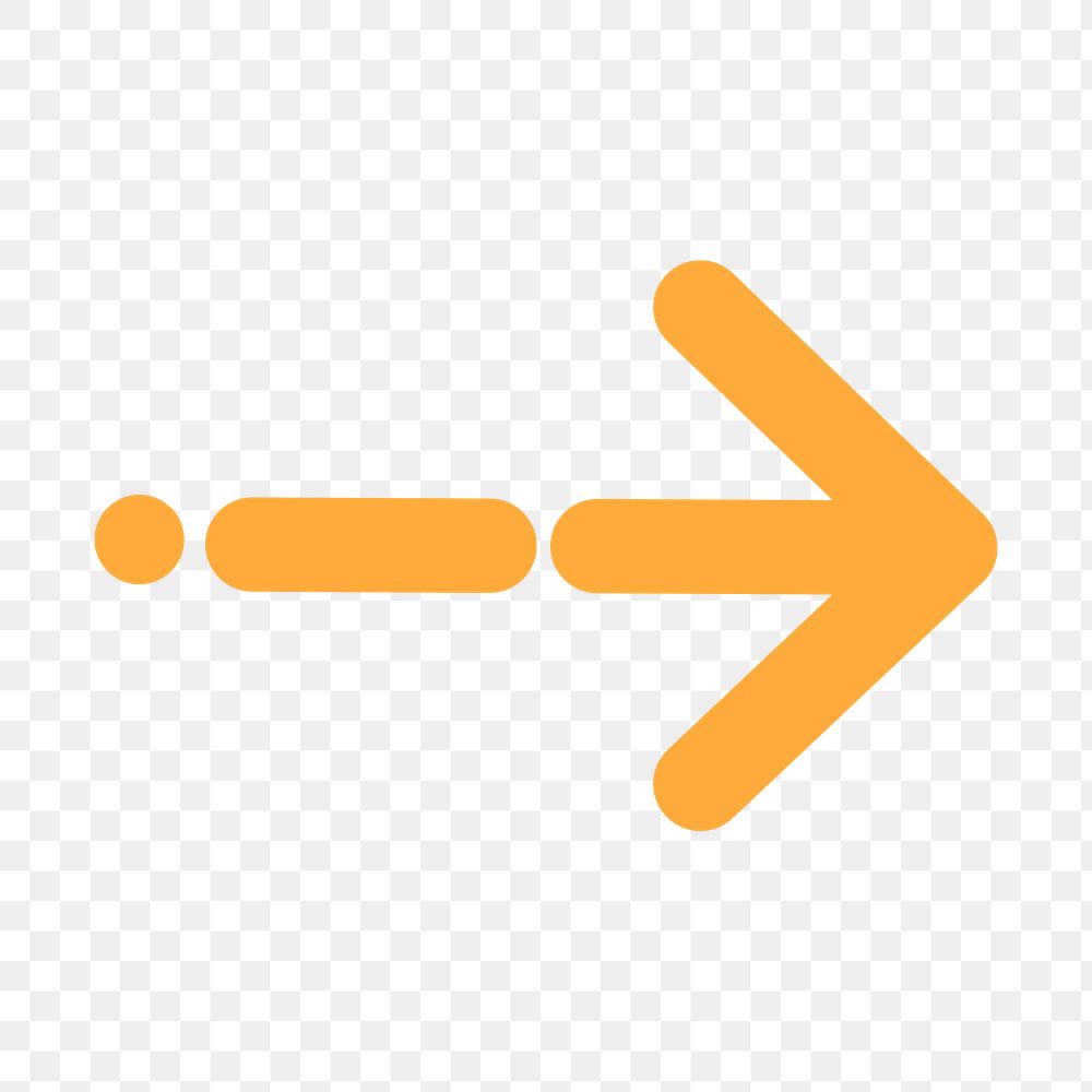 Arrow png icon, yellow sticker, right direction transparent symbol