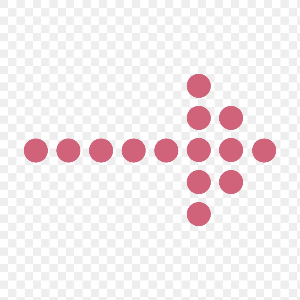 Dotted arrow png icon, pink sticker, direction transparent symbol