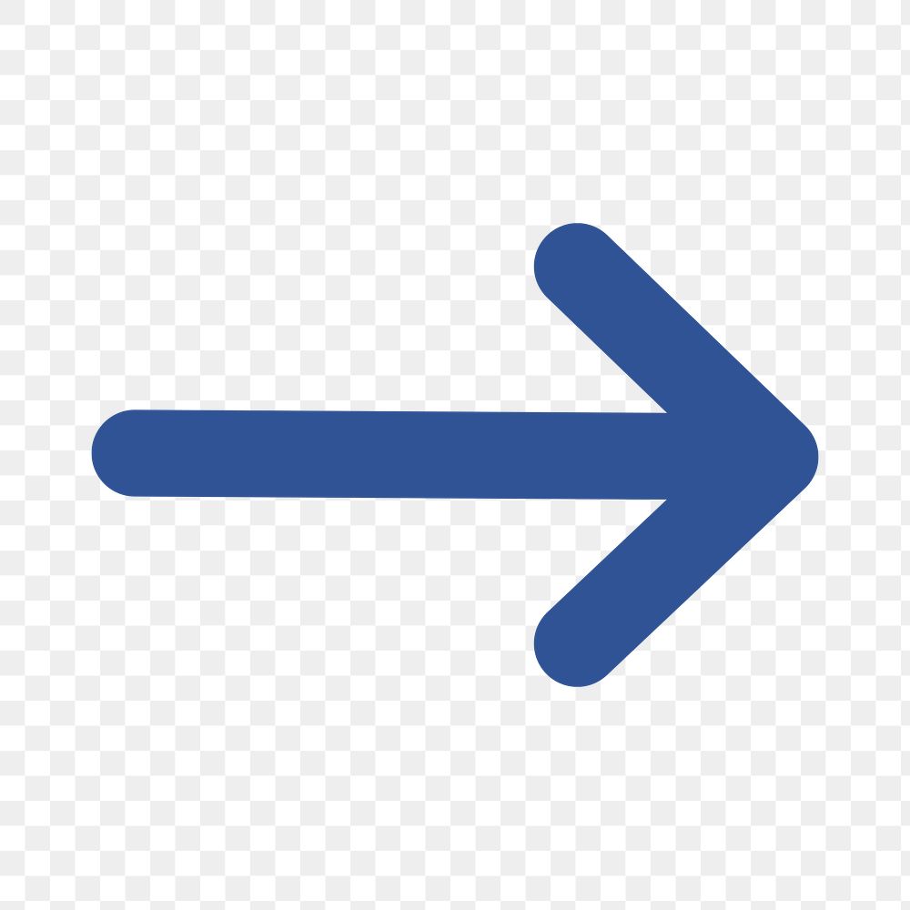 Arrow png icon, blue simple sticker, right direction transparent symbol