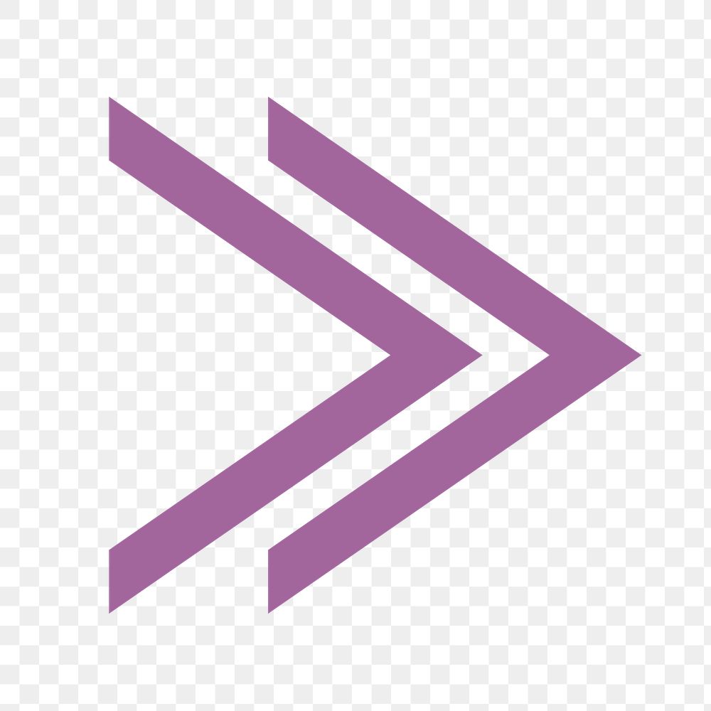 Double arrow png icon, purple sticker, fast forward transparent symbol