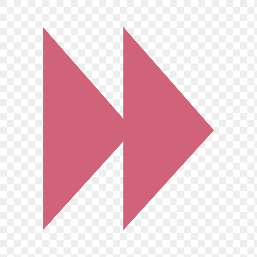 Double arrow png icon, pink sticker, fast forward transparent symbol