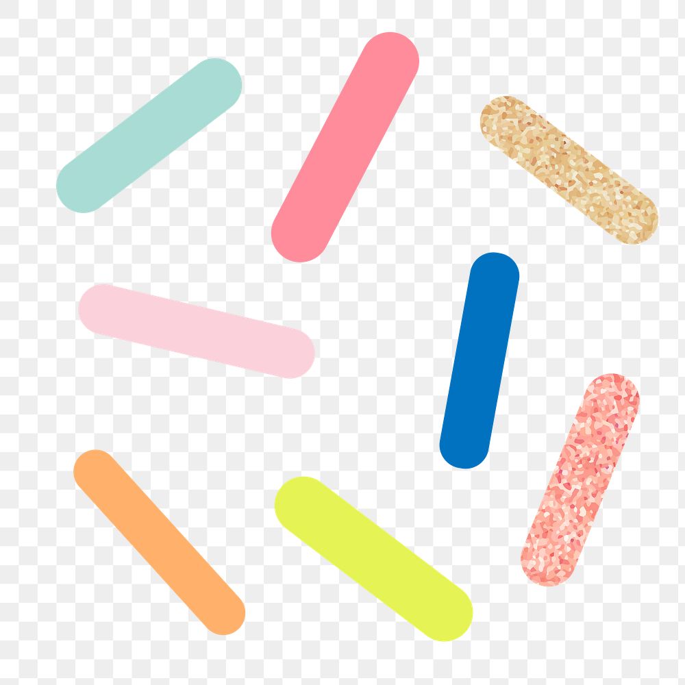 Colorful sprinkles png collage element, cute pastel glitter clipart