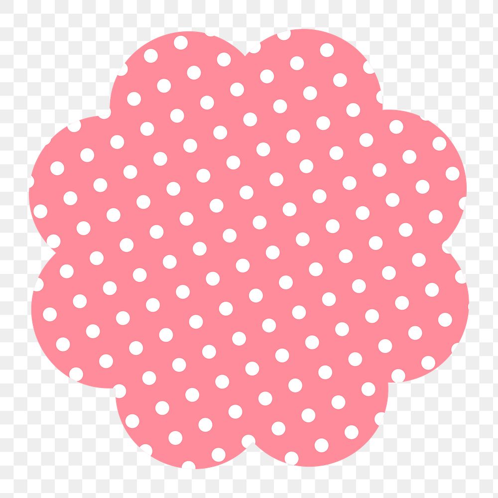 Pink pattern badge png collage element, cute polka dot feminine clipart