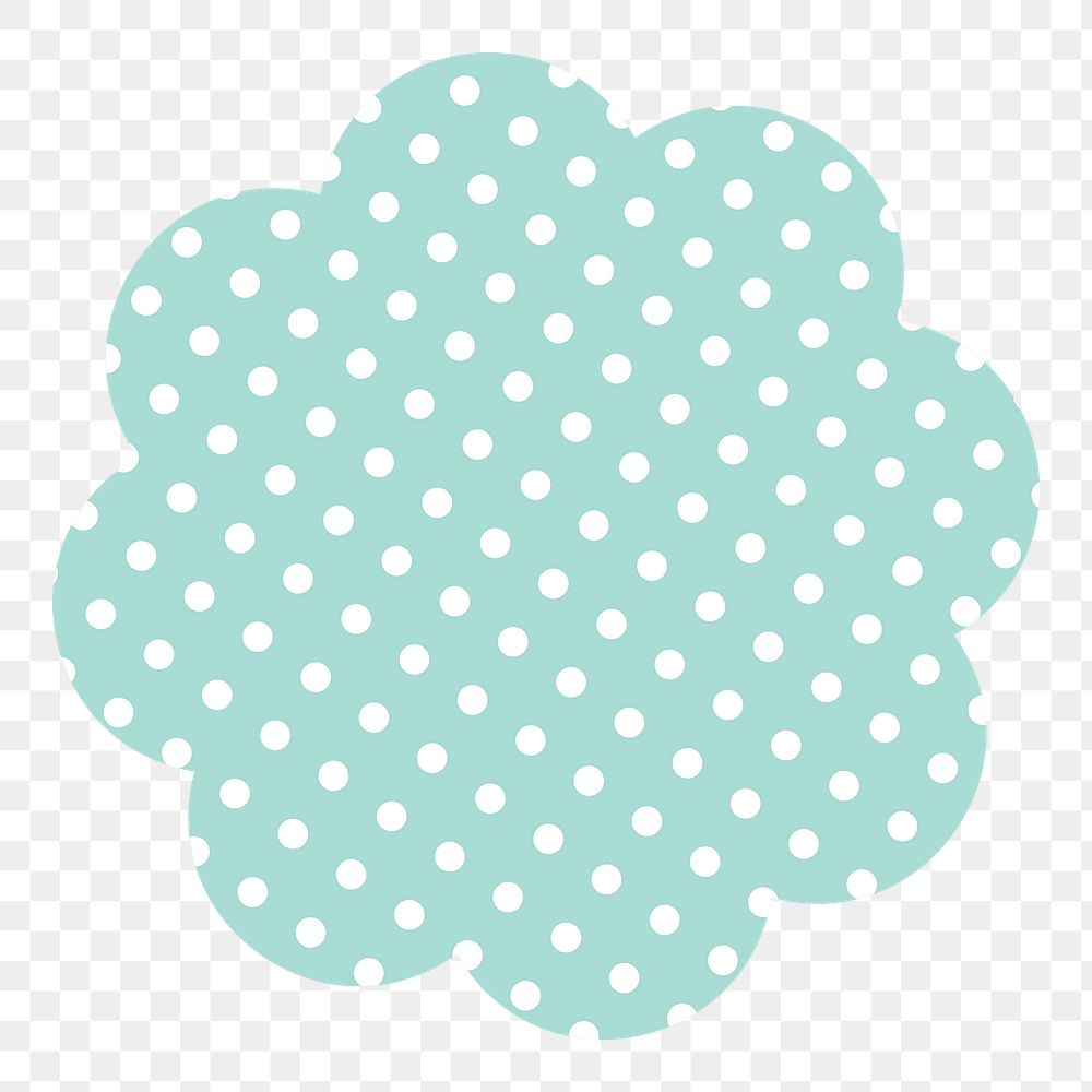 Blue pattern badge png collage element, cute polka dot feminine clipart