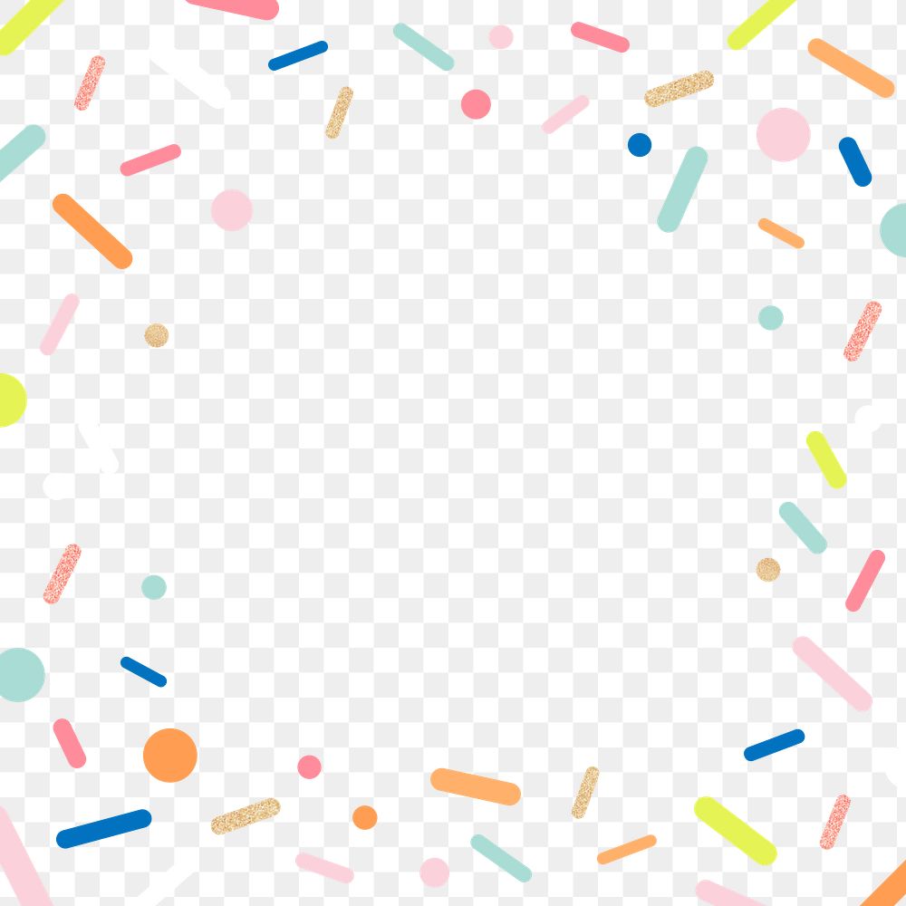 Colorful sprinkles png frame background, cute pastel ice-cream design