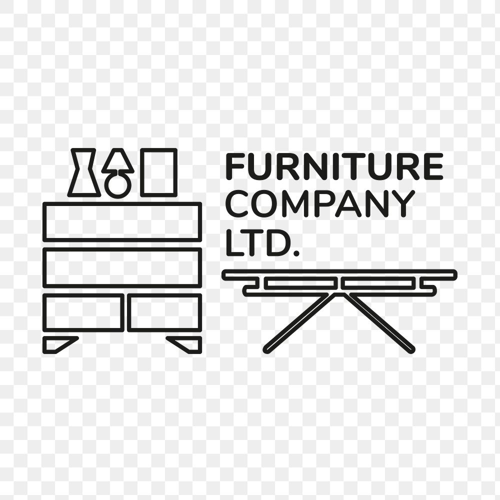 Furniture company logo png, business template for branding design, home interior