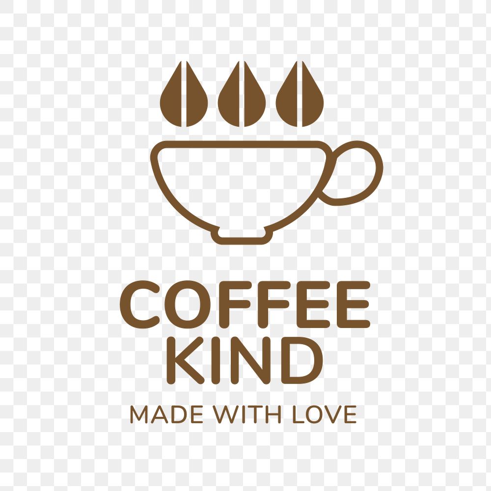 Coffee shop logo png, food business branding design, coffee kind made with love text