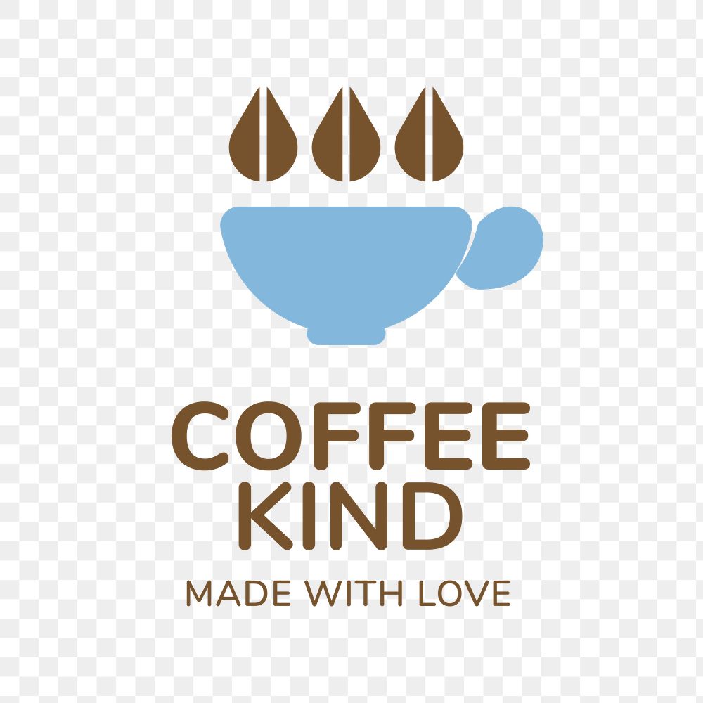 Coffee shop logo png, food business branding design, coffee kind made with love text