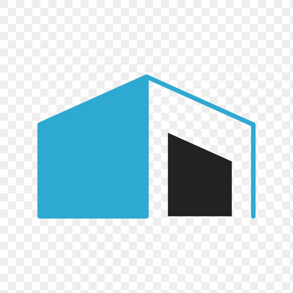 Building icon png, architecture symbol flat design illustration, black and blue color