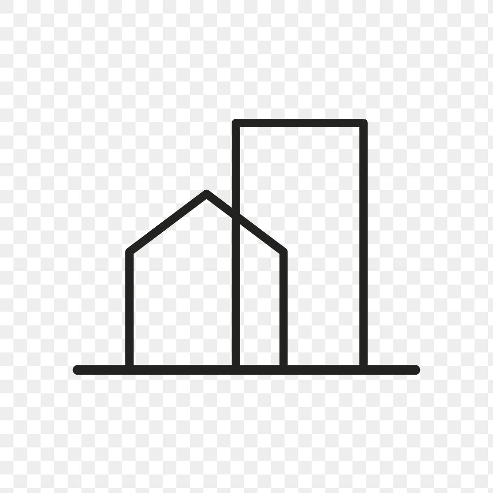 Building icon png, architecture symbol flat design illustration