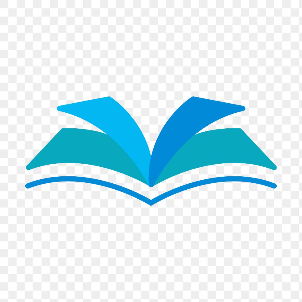 Open book icon png, education symbol flat design illustration