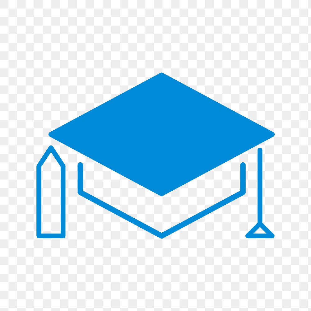 Mortarboard icon png, education symbol flat design illustration