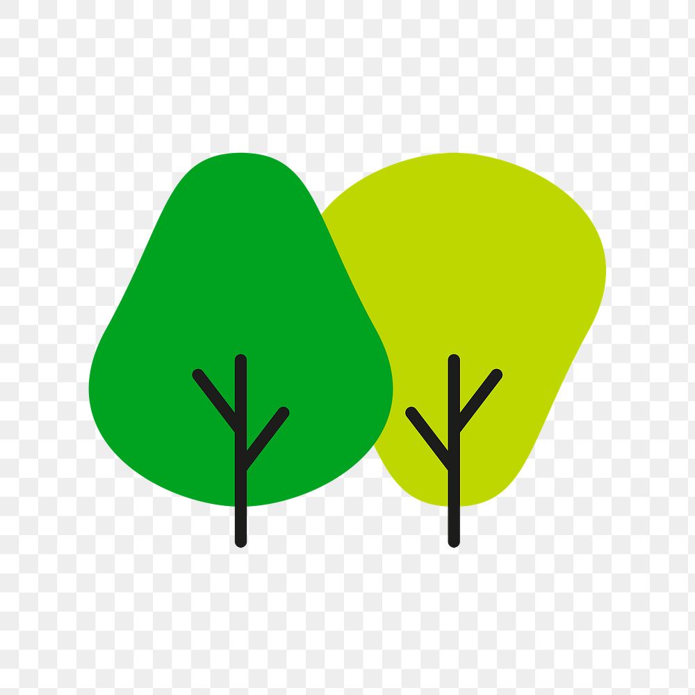 Tree icon png, nature business symbol flat design illustration