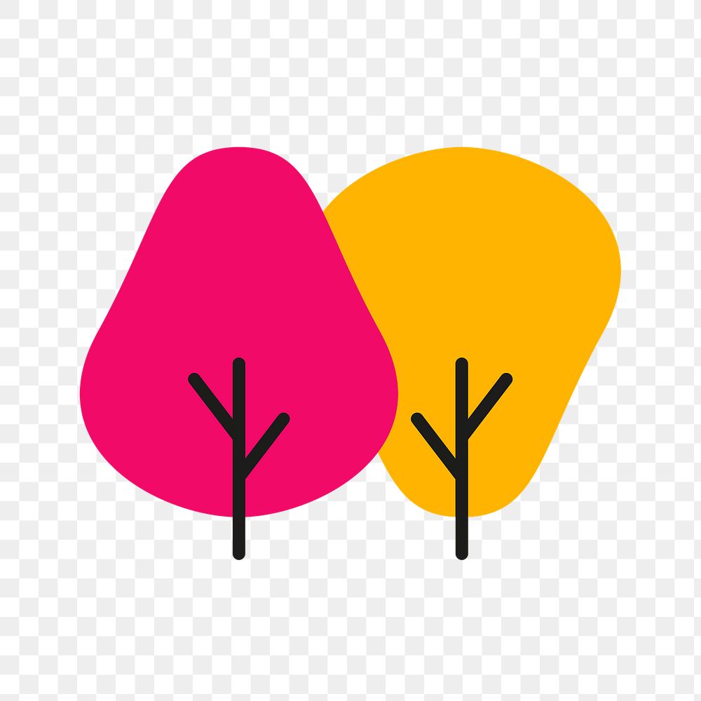 Tree icon png, nature business symbol flat design illustration, pink and yellow tone